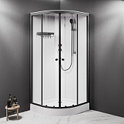 Am.Pm X-Joy Душевая кабина 89,5х210h см, универсальная, стекло прозрачное 4 мм, цвет: черный матовый W94C-401-090BT