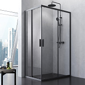 Am.Pm Gem S Душевой уголок 120х80х200h см, стекло прозрачное 5 мм, без поддона, цвет: черный матовый W93G-404-120280-BT