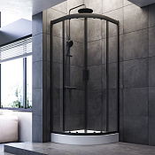 Am.Pm Gem Душевой уголок 80х80х200h см, стекло прозрачное 5 мм, без поддона, цвет: черный матовый W90G-401-080BT