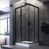 Am.Pm Gem Душевой уголок 100х80х200h см, стекло прозрачное 5 мм, без поддона, цвет: черный матовый W90G-404-100280-BT