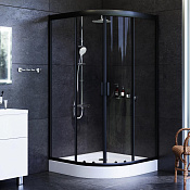Am.Pm Gem Душевой уголок 100х100х200h см, стекло прозрачное 5 мм, без поддона, цвет: черный матовый W90G-401-100BT