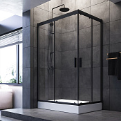 Am.Pm Gem Душевой уголок 120х80х200h см, стекло прозрачное 5 мм, без поддона, цвет: черный матовый W90G-404-120280-BT