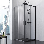 Am.Pm Gem S Душевой уголок 90х90х200h см, стекло прозрачное 5 мм, без поддона, цвет: черный матовый W93G-403-090BT