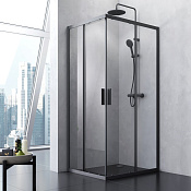 Am.Pm Gem S Душевой уголок 100х80х200h см, стекло прозрачное 5 мм, без поддона, цвет: черный матовый W93G-404-100280-BT