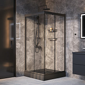 Am.Pm Gem Комплект душевого уголка 90x90x200h см, с душевой системой и аксессуар, цвет: черный мат. WK90EO