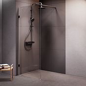 Am.Pm X-Joy Душевое ограждение walk-in 80,1х195h см, прозрачное 6 мм, цвет: черный матовый W94WI-80-F1-BTE