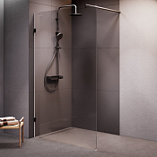 Am.Pm X-Joy Душевое ограждение walk-in 120,4х195h см, прозрачное 6 мм, цвет: черный матовый W94WI-120-F1-BTE