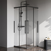 Am.Pm Func Душевой уголок 87,8х87,8х200h см, стекло прозрачное 6 мм, без поддона, цвет: черный мат. W84G-403-9090-BТ