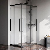 Am.Pm Func Душевой уголок 117,8х77,8х200h см, стекло прозрачное 6 мм, без поддона, цвет: черный мат. W84G-403-12080-BТ