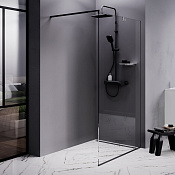 Am.Pm Func Душевое ограждение walk-in 110,1х200h см, прозрачное 8 мм, цвет: черный матовый W84WI-110-F1-BTE