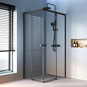 Am.Pm X-Joy Душевой уголок 98,4х78,4х190h см, стекло прозрачное 6 мм, без поддона, цвет: черный мат. W94G-403-10080-BТ