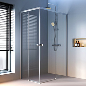 Am.Pm X-Joy Душевой уголок 118,4х78,4х190h см, стекло прозрачное 6 мм, без поддона, цвет: хром мат. W94G-403-12080-MТ