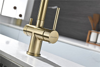 Paulmark Serpentine Смеситель для кухни с выдв. изливом и возм. подкл. фильтра, цвет: светлое золото Se213222-LG