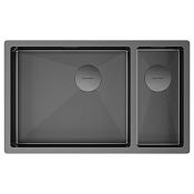 Paulmark Next Кухонная мойка нержавеющая сталь 69x44 см, цвет: вороненая сталь PM226944-GML