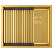 Paulmark Next-Pro Кухонная мойка нержавеющая сталь 54x45 см, цвет: брашированное золото PM705445-BG