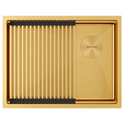 Paulmark Next-Pro Кухонная мойка нержавеющая сталь 58x45 см, цвет: брашированное золото PM705845-BG