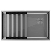 Paulmark Next-Pro Кухонная мойка нержавеющая сталь 74x45 см, цвет: вороненая сталь PM707445-GM