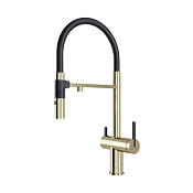 Paulmark Gravity Смеситель для кухни с гибким изл. и возм. подключения фильтра, цвет: светлое золото Gr213888-LG