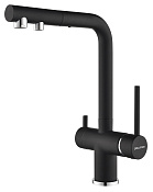 Paulmark Serpentine Смеситель для кухни с выдвижным изл. и возм. подключения фильтра, цвет: черный Se213222-BLM