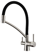 Paulmark Siegen Смеситель для кухни с гибким изл. и возм. подкл. фильтра, цвет: брашированная сталь Si213111-BS