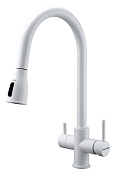 Paulmark Lange Смеситель для кухни с выдвижным изл. и возм. подключения фильтра, цвет: белый матовый La214212-WH