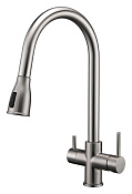 Paulmark Lange Смеситель для кухни с выдв. изливом и возм. подкл. фильтра, цвет: брашированная сталь La214212-BS