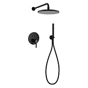 Cezares Встроенный смеситель, верхний душ 25 см, ручной душ с держателем, цвет: чёрный матовый ECO-DSET-NOP