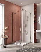 Cezares Liner Душевой уголок левый 90x90x195h см, прозрачное стекло 6 мм, цвет: хром LINER-A-1-90-C-Cr-L