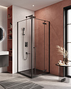 Cezares Liner Душевой уголок правый 90x90x195h см, прозрачное стекло 6 мм, цвет: черный матовый LINER-A-1-90-C-NERO-R
