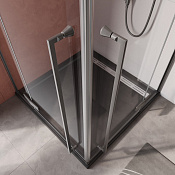 Cezares Liner Душевой уголок 90x90x195h см, прозрачное стекло 6 мм, цвет: оружейная сталь LINER-A-2-90-C-GM