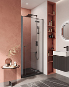 Cezares Liner Душевая дверь распашная правая 90,5x195h см, прозр. стекло 6 мм, цвет: черный матовый LINER-B-12-90-C-NERO-R