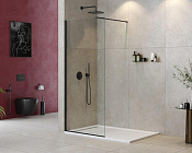 Cezares Liberta Душевая перегородка 80x195h см, прозрачное стекло 8 мм, цвет: черный матовый LIBERTA-L-1-80-120-C-NERO