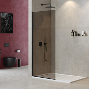 Cezares Liberta Душевая перегородка 100x195h см, тонированное стекло 8 мм, цвет: черный матовый LIBERTA-L-1-TB-100-BR-NERO