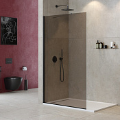 Cezares Liberta Душевая перегородка 120x195h см, тонированное стекло 8 мм, цвет: черный матовый LIBERTA-L-1-TB-120-BR-NERO