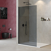 Cezares Liberta Душевая перегородка 120x195h см, тонированное стекло 8 мм, цвет: черный матовый LIBERTA-L-1-TB-120-GR-NERO