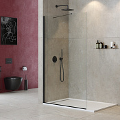 Cezares Liberta Душевая перегородка 130x195h см, прозрачное стекло 8 мм, цвет: черный матовый LIBERTA-L-1-TB-130-C-NERO