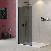 Cezares Liberta Душевая перегородка 80x195h см, тонированное стекло 8 мм, цвет: черный матовый LIBERTA-L-1-TB-80-GR-NERO