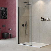 Cezares Liberta Душевая перегородка 90x195h см, прозрачное стекло 8 мм, цвет: черный матовый LIBERTA-L-1-TB-90-C-NERO