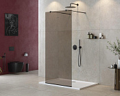 Cezares Liberta Душевая перегородка 100x195h см, тонированное стекло 8 мм, цвет: черный матовый LIBERTA-L-2-100-BR-NERO