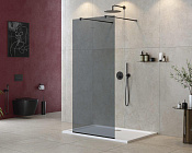 Cezares Liberta Душевая перегородка 100x195h см, тонированное стекло 8 мм, цвет: черный матовый LIBERTA-L-2-100-GR-NERO