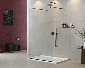 Cezares Liberta Душевая перегородка 125x195h см, прозрачное стекло 8 мм, цвет: черный матовый LIBERTA-L-2-125-C-NERO