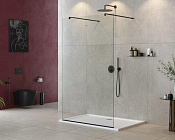 Cezares Liberta Душевая перегородка 130x195h см, прозрачное стекло 8 мм, цвет: черный матовый LIBERTA-L-2-130-120-C-NERO