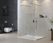 Cezares Liberta Душевая перегородка 140x195h см, прозрачное стекло 8 мм, цвет: хром LIBERTA-L-2-140-120-C-Cr