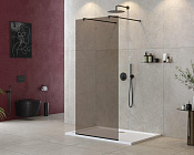 Cezares Liberta Душевая перегородка 80x195h см, тонированное стекло 8 мм, цвет: черный матовый LIBERTA-L-2-80-120-BR-NERO