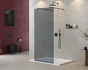 Cezares Liberta Душевая перегородка 80x195h см, тонированное стекло 8 мм, цвет: черный матовый LIBERTA-L-2-80-120-GR-NERO