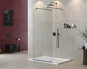 Cezares Liberta Душевая перегородка 90x195h см, прозрачное стекло 8 мм, цвет: черный матовый LIBERTA-L-2-90-C-NERO