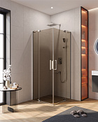 Cezares Slider Душевой уголок 70-80x70-80x195h см, тонированное стекло 8 мм, цвет: хром SLIDER-A-2-70/80-BR-Cr