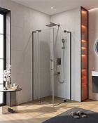 Cezares Slider Душевой уголок 70-80x70-80x195h см, прозрачное стекло 8 мм, цвет: оружейная сталь SLIDER-A-2-70/80-C-GM