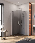 Cezares Slider Душевой уголок 80-90x80-90x195h см, тонированное стекло 8 мм, цвет: хром SLIDER-A-2-80/90-GRIGIO-Cr