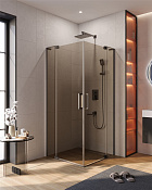 Cezares Slider Душевой уголок 90-100x90-100x195h см, тонированное стекло 8 мм, цвет: оружейная сталь SLIDER-A-2-90/100-BR-GM